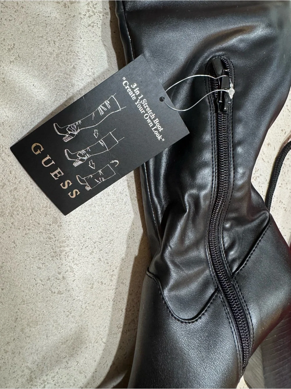 GUESS Black Faux-Leather Over-the-Knee Block Heel Boots